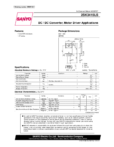Sanyo 2sk3415ls  . Electronic Components Datasheets Active components Transistors Sanyo 2sk3415ls.pdf