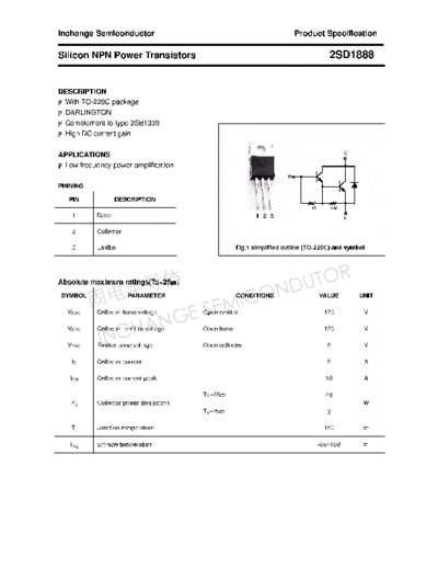 Inchange Semiconductor 2sd1888  . Electronic Components Datasheets Active components Transistors Inchange Semiconductor 2sd1888.pdf
