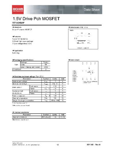 Rohm rt1a045ap  . Electronic Components Datasheets Active components Transistors Rohm rt1a045ap.pdf