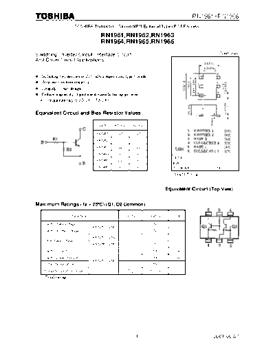 Toshiba rn1961-rn1966  . Electronic Components Datasheets Active components Transistors Toshiba rn1961-rn1966.pdf