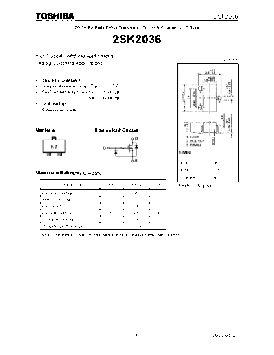 Toshiba 2sk2036  . Electronic Components Datasheets Active components Transistors Toshiba 2sk2036.pdf