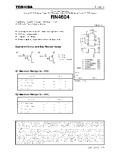 Toshiba rn4604  . Electronic Components Datasheets Active components Transistors Toshiba rn4604.pdf