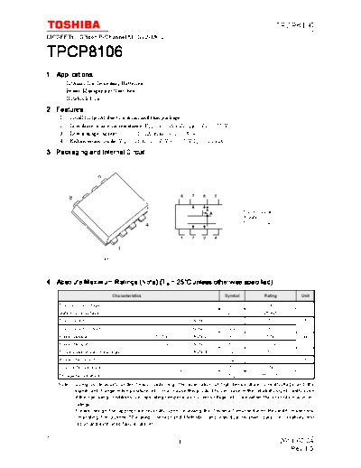 Toshiba tpcp8106 en datasheet 110704  . Electronic Components Datasheets Active components Transistors Toshiba tpcp8106_en_datasheet_110704.pdf