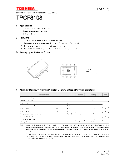 Toshiba tpcf8108 en datasheet 100823  . Electronic Components Datasheets Active components Transistors Toshiba tpcf8108_en_datasheet_100823.pdf