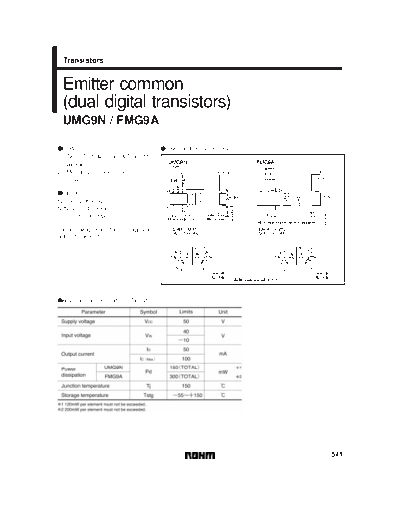 Rohm umg9n fmg9a g9 sot23-5 sot353  . Electronic Components Datasheets Active components Transistors Rohm umg9n_fmg9a_g9_sot23-5_sot353.pdf