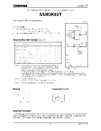 Toshiba ssm3k02t 071101  . Electronic Components Datasheets Active components Transistors Toshiba ssm3k02t_071101.pdf