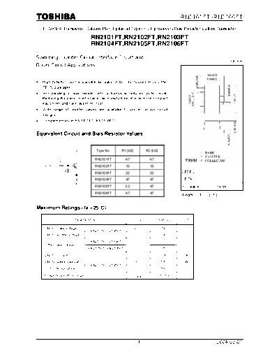 Toshiba rn2101ft-rn2106ft datasheet  . Electronic Components Datasheets Active components Transistors Toshiba rn2101ft-rn2106ft_datasheet.pdf