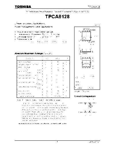 Toshiba tpca8128 en datasheet 100107  . Electronic Components Datasheets Active components Transistors Toshiba tpca8128_en_datasheet_100107.pdf