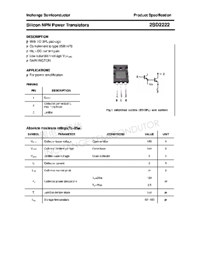 Inchange Semiconductor 2sd2222  . Electronic Components Datasheets Active components Transistors Inchange Semiconductor 2sd2222.pdf