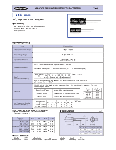 Rubycon e YXG  . Electronic Components Datasheets Passive components capacitors Datasheets Rubycon e_YXG.pdf