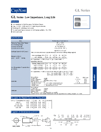 Capxon 2011-GL Series  . Electronic Components Datasheets Passive components capacitors Datasheets C Capxon 2011-GL Series.pdf