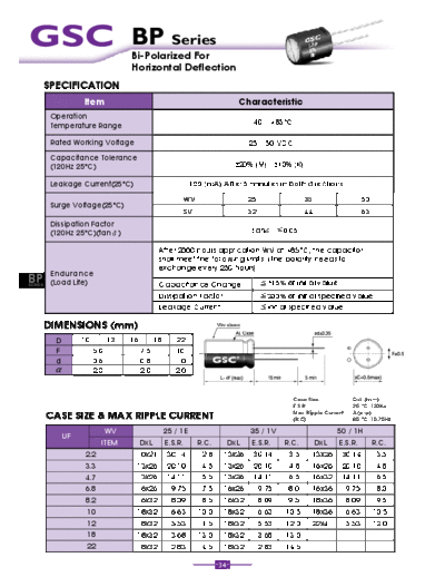 GSC BP series  . Electronic Components Datasheets Passive components capacitors Datasheets G GSC BP_series.pdf