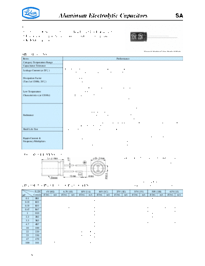 Aluminum Electrolytic Capacitors - Miniature SA  . Electronic Components Datasheets Passive components capacitors CDD L Lelon Aluminum Electrolytic Capacitors - Miniature SA.pdf