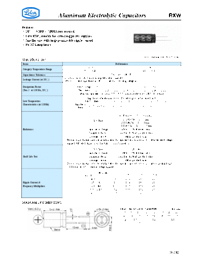 Aluminum Electrolytic Capacitors - STD and Low ESR RXW+2011E2 . Electronic Components Datasheets Passive components capacitors CDD L Lelon Aluminum Electrolytic Capacitors - STD and Low ESR RXW+2011E2.pdf