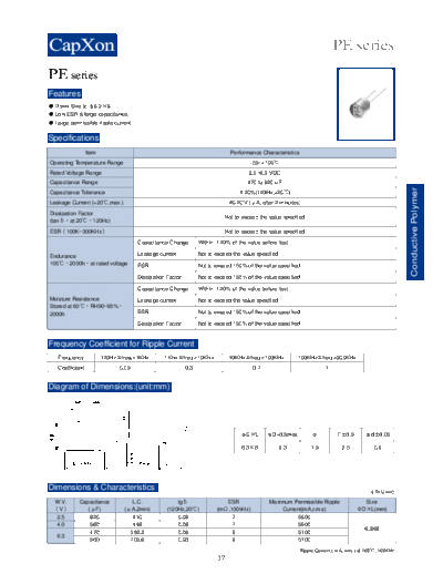 2010 PE series 702120004  . Electronic Components Datasheets Passive components capacitors CDD C Capxon 2010 PE series_702120004.pdf