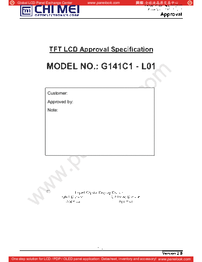 . Various Panel CMO G141C1-L01 0 [DS]  . Various LCD Panels Panel_CMO_G141C1-L01_0_[DS].pdf