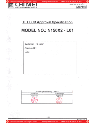 . Various Panel CMO N150X2-L01 1 [DS]  . Various LCD Panels Panel_CMO_N150X2-L01_1_[DS].pdf
