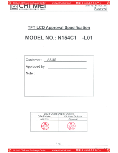 . Various Panel CMO N154C1-L01 3 [DS]  . Various LCD Panels Panel_CMO_N154C1-L01_3_[DS].pdf