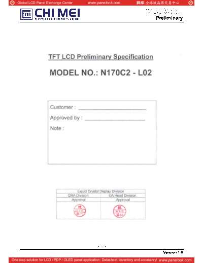 . Various Panel CMO N170C2-L02 0 [DS]  . Various LCD Panels Panel_CMO_N170C2-L02_0_[DS].pdf