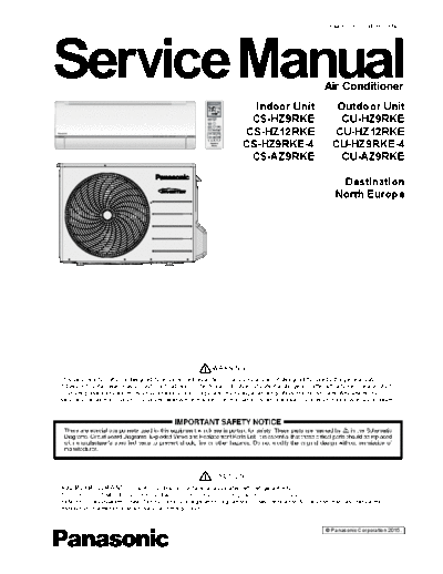 panasonic PAPAMY1507114CE  panasonic Airco CS-HZ9RKE PAPAMY1507114CE.pdf