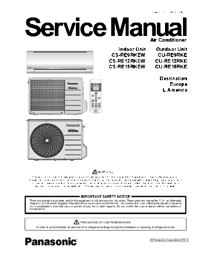 panasonic PAPAMY1502046CE  panasonic Airco CU-RE12RKE PAPAMY1502046CE.pdf