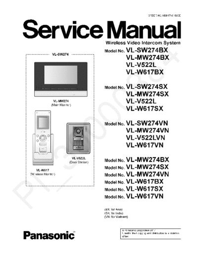 panasonic VL-SW274 MW274 V522L W617 Series Wireless Video Intercom System panasonic Home Network System VL-SW274 Panasonic_VL-SW274_MW274_V522L_W617_Series_Wireless_Video_Intercom_System.pdf
