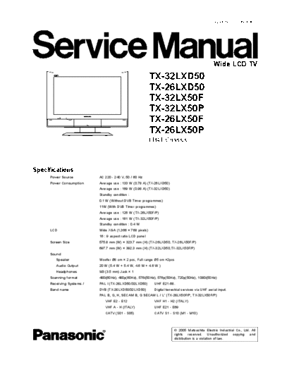 panasonic Panasonic - TX-32LXD50  panasonic LCD TX-32LXD50  chassis LH41 Panasonic - TX-32LXD50.pdf