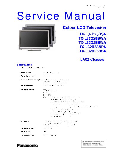 panasonic PCZ1008129CE  panasonic LCD TX-L32D28BSA PCZ1008129CE.pdf