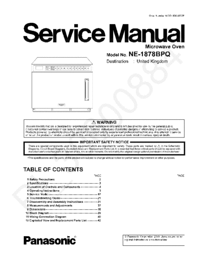 panasonic Panasonic NE-1878BPQ [X]  panasonic Micro wave oven NE-1878BPQ Panasonic_NE-1878BPQ_[X].pdf