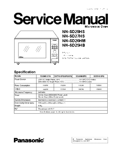 panasonic NN-SD25 26 27 28H  panasonic Micro wave oven NN-SD28HS NN-SD25_26_27_28H.pdf