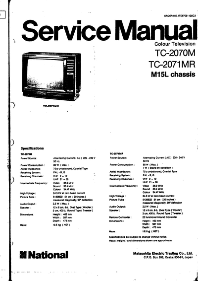 panasonic tc-2070m, 2071mr  panasonic TV TC-2070M_2071MR tc-2070m, 2071mr.djvu