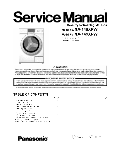 panasonic GORW1609002CE  panasonic Wash Masch NA-149XRW GORW1609002CE.pdf
