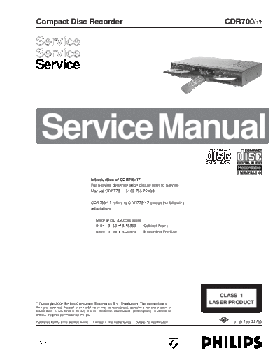 Philips cdr700 118  Philips Audio CDR700 cdr700_118.pdf