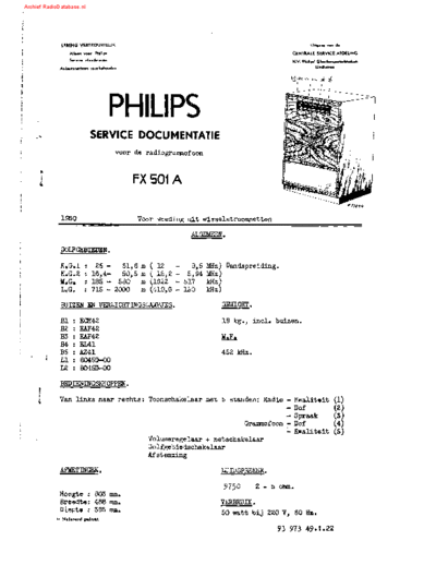Philips Philips FX501A Radio Gramophone 1950 SM  Philips Audio FX501A Philips_FX501A_Radio_Gramophone_1950_SM.pdf