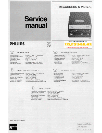 Philips Service Manual N2607  Philips Audio N2607 Service_Manual_N2607.pdf