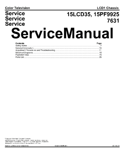 Philips 15LCD35 SM 4588974023  Philips LCD TV  (and TPV schematics) 15PF9925 15LCD35_SM_4588974023.pdf