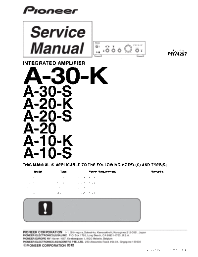 Pioneer a-30-k a-30-s a-20-k a-20-s a-20 a-10-k a-10-s rrv4297 integrated amplifier  Pioneer Audio A-10S pioneer_a-30-k_a-30-s_a-20-k_a-20-s_a-20_a-10-k_a-10-s_rrv4297_integrated_amplifier.pdf