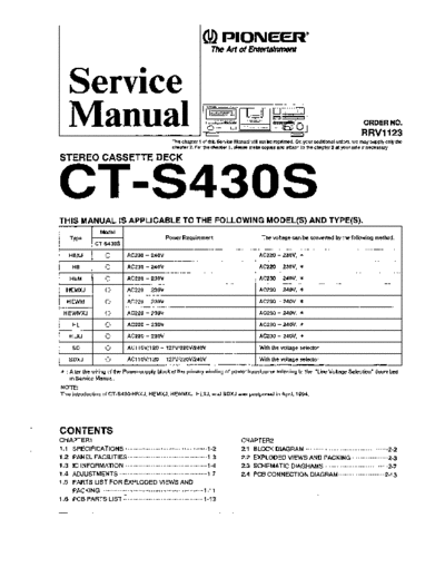 Pioneer hfe   ct-s430s service  Pioneer Audio CT-S430S hfe_pioneer_ct-s430s_service.pdf