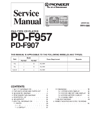 Pioneer hfe pioneer pd-f907 f957 service en rrv1898  Pioneer Audio PD-F907 hfe_pioneer_pd-f907_f957_service_en_rrv1898.pdf