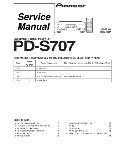 Pioneer hfe pioneer pd-s707 service  Pioneer Audio PD-S707 hfe_pioneer_pd-s707_service.pdf