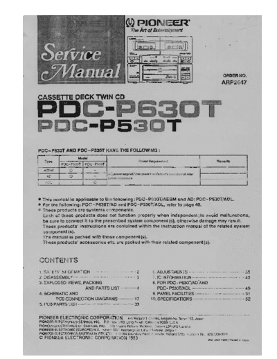 Pioneer PIONEER PDC-P630T PDC-P530T ARP2647  Pioneer Audio PDC-P530T PIONEER_PDC-P630T_PDC-P530T_ARP2647.pdf