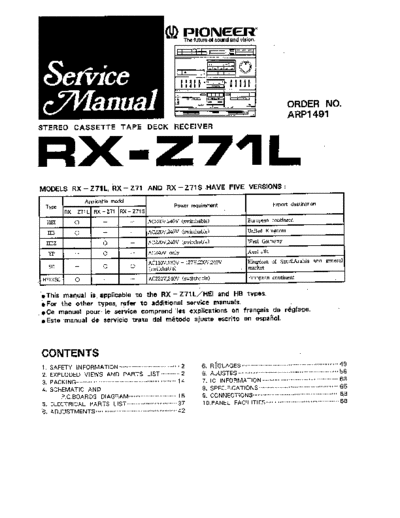 Pioneer hfe pioneer rx-z71l service  Pioneer Audio RX-Z71 hfe_pioneer_rx-z71l_service.pdf