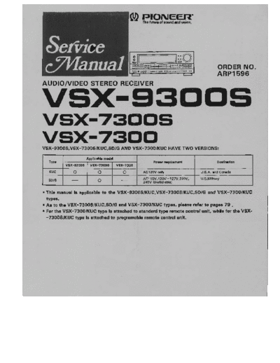 Pioneer hfe pioneer vsx-7300 7300s 9300s service arp1596 en  Pioneer Audio VSX-9300S hfe_pioneer_vsx-7300_7300s_9300s_service_arp1596_en.pdf