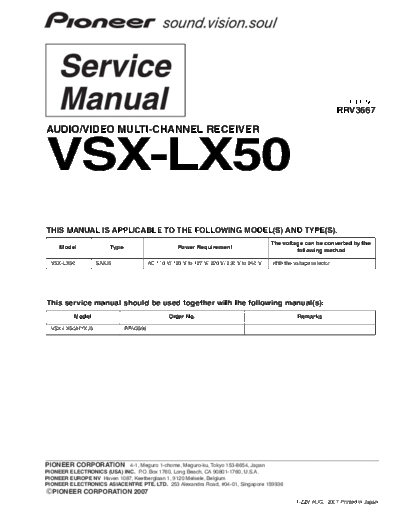Pioneer RRV3667 - VSX-LX50  Pioneer Audio VSX-LX50 RRV3667 - VSX-LX50.pdf