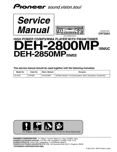 Pioneer DEH-2800MP CRT3554  Pioneer Car Audio DEH-2800MP DEH-2800MP_CRT3554.djvu