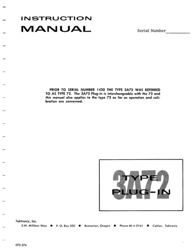 Tektronix 3a72  Tektronix 3a72.djvu