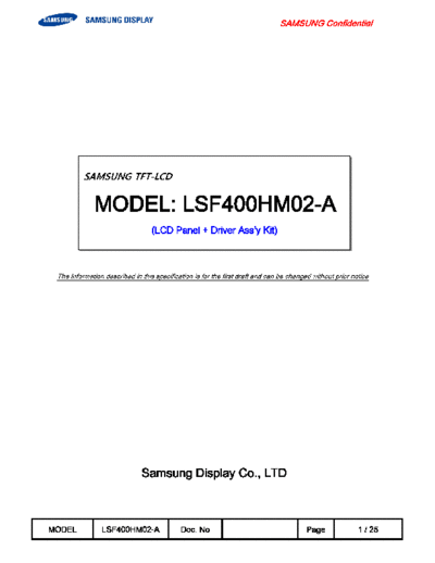 . Various Panel SAMSUNG LSF400HM02-A 0 [DS]  . Various LCD Panels Panel_SAMSUNG_LSF400HM02-A_0_[DS].pdf