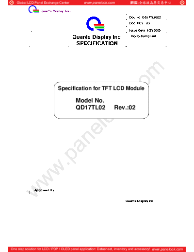 . Various Panel QDI QD17TL02 Rev-02 0 [DS]  . Various LCD Panels Panel_QDI_QD17TL02_Rev-02_0_[DS].pdf