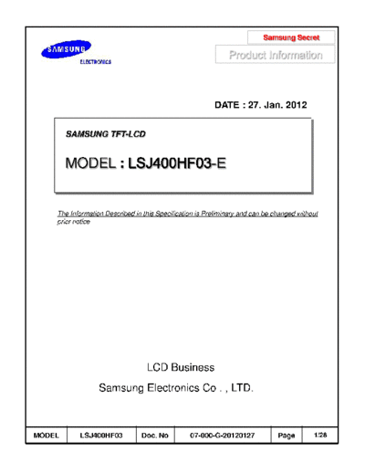 . Various Panel SAMSUNG LSJ400HF03-E 0 [DS]  . Various LCD Panels Panel_SAMSUNG_LSJ400HF03-E_0_[DS].pdf