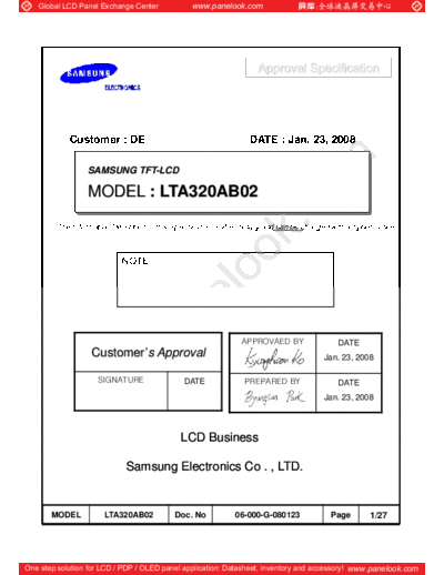 . Various Panel SAMSUNG LTA320AB02 0 [DS]  . Various LCD Panels Panel_SAMSUNG_LTA320AB02_0_[DS].pdf
